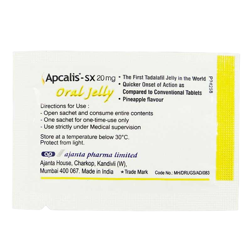 Bustine Apcalis Oral Jelly 20 mg vista frontale confezione