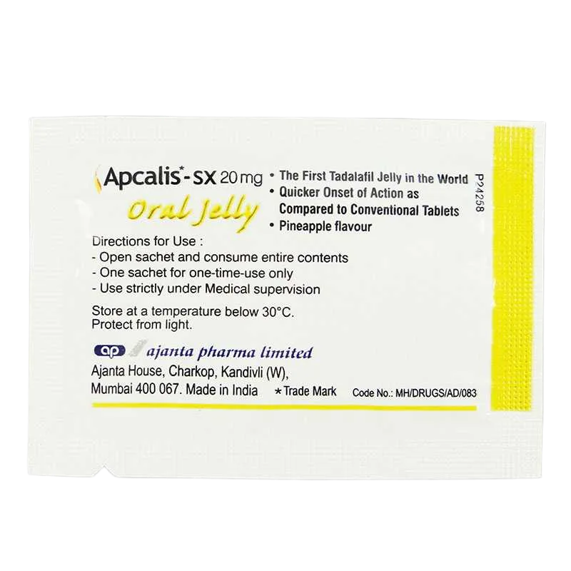 Bustine Apcalis Oral Jelly 20 mg vista frontale confezione