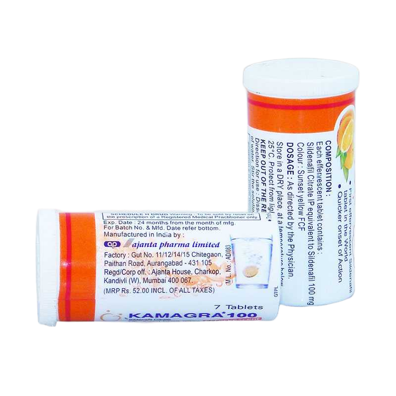 Tubo Kamagra Effervescent 100 mg gusto arancia