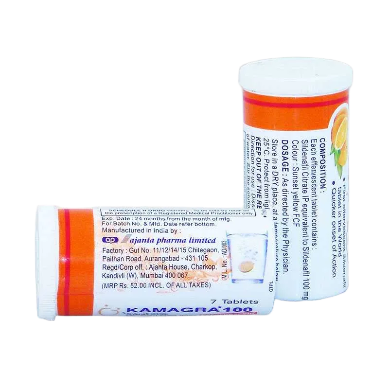 Tubo Kamagra Effervescent 100 mg gusto arancia