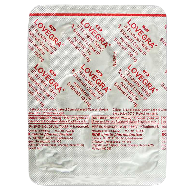 Confezione Lovegra 100 mg Ajanta Pharma